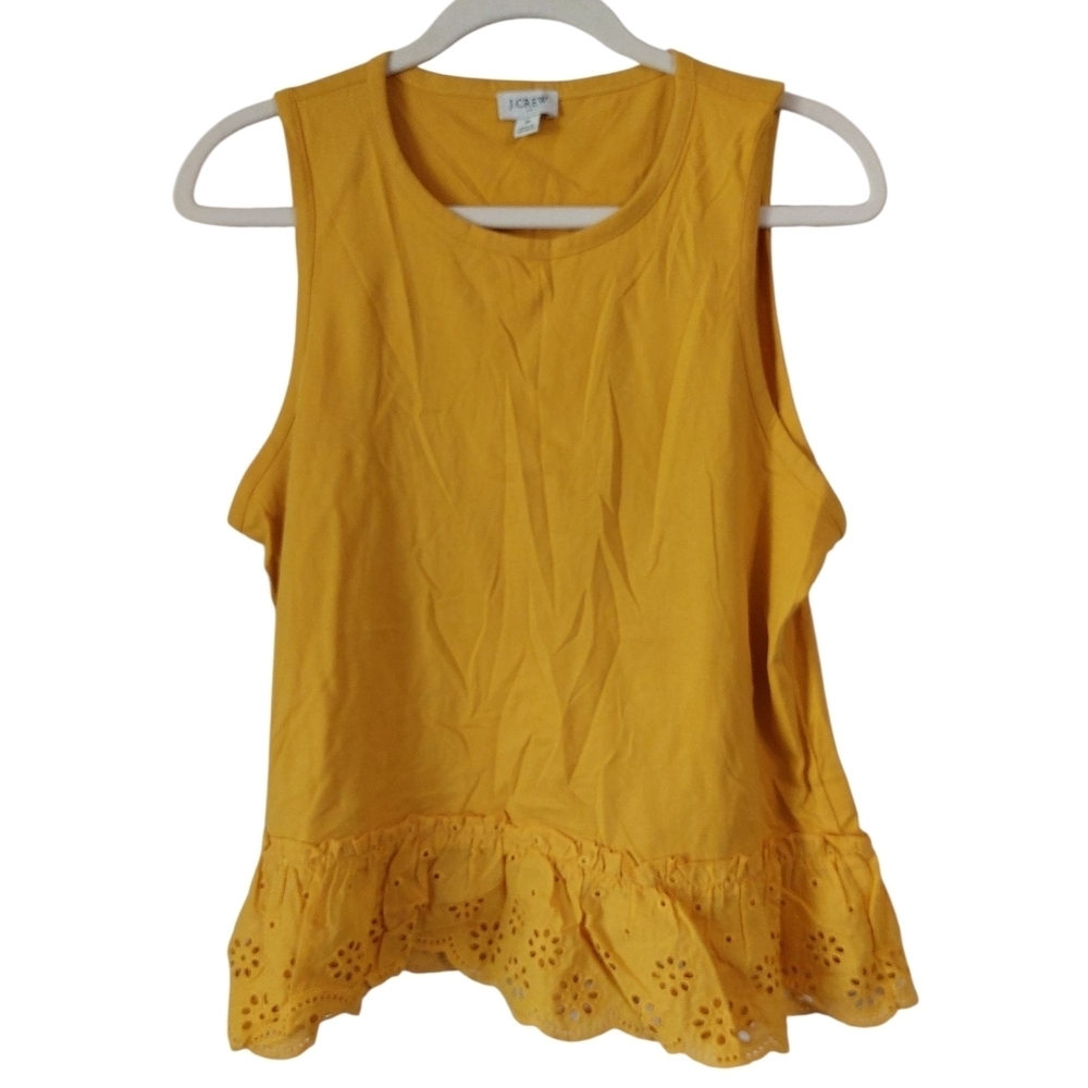 LOFT Sunflower Yellow Eyelet Trim Tank Top